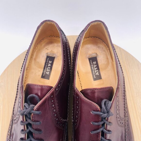 Bally Shoes Mens 11.5 E Brown Leather Wingtip Dress Oxfords Brogue $829 - Picture 4 of 10